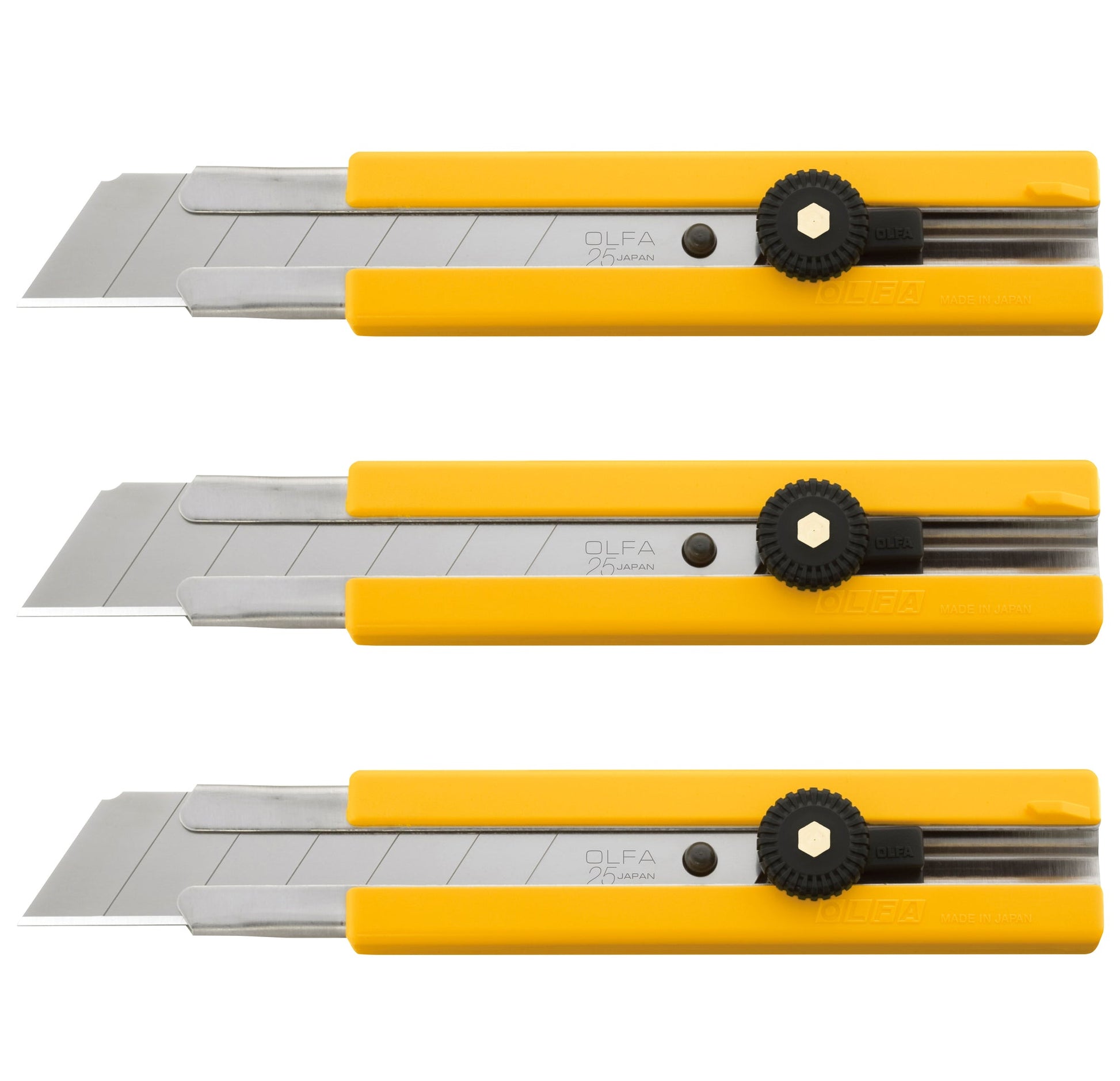 Olfa Classic Extra Heavy-Duty Ratchet-Lock Utility Knife with Anti-Slip Grip: 3 Pack