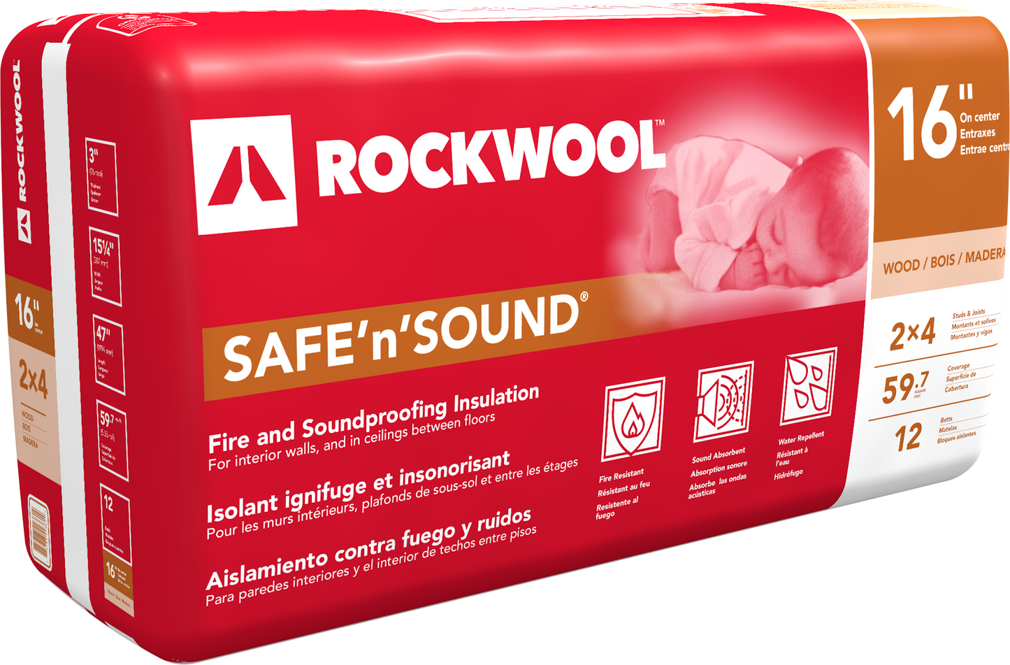 ROCKWOOL Safe'N'Sound Insulation - 3" Thick